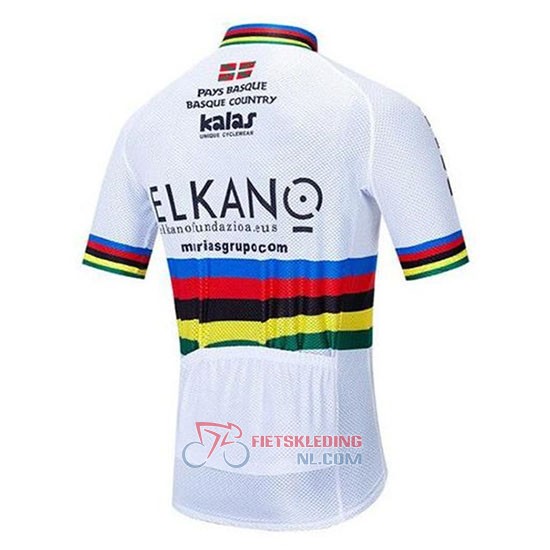 UCI Mondo Campione Euskadi Murias Fietsshirt Met Korte Mouwen 2020 en Korte Koersbroek Wit